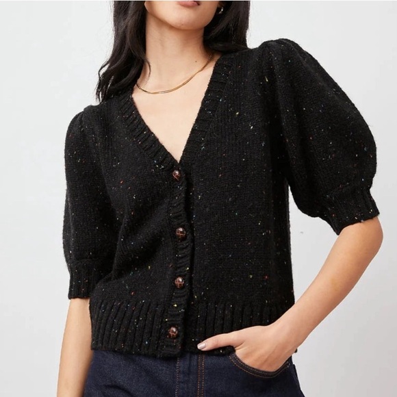 Rails Sweaters - Rails Isla Confetti Wool Blend Sweater Knit Cardigan Puff Sleeve Size Small S